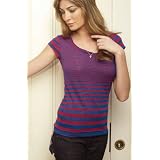 BellaLadiesCherylBurnoutVarigatedStripeT-shirt