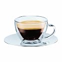 BODUM Piccolo Veneziano Thermal 2.4-Ounce Espresso Cup with Stainless Saucer, Set of 2
