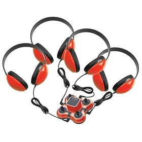 Califone Kids 4 Position Listening and Learning Center, Includes 4 Kids Headphones and Jackbox, Red by Califone