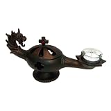 Antique Vintage Bronze Dragon Genie Lamp Candle Holder