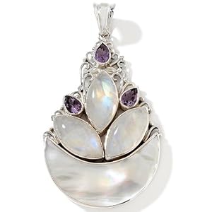 Himalayan Gems™ Mother-of-Pearl, Moonstone and Amethyst Sterling Silver... by