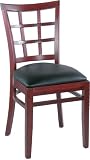 Beech Wood Window Pane Dining Room - Kitchen Side Chair - Mahogany - Vinyl Seat