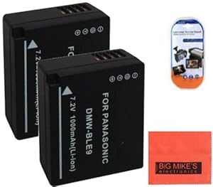 Pack of 2 DMW-BLE9 Batteries for Panasonic Lumix DMC-GF3 DMC-GF5 Digital Camera + More!!