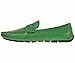 Amali Mens Driving Moccasin Loafer in Perforated Smooth with Silver Double Bar Ornament in Green: Style Harry Green-015