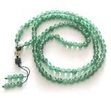 6mm Green Jade Beads Tibetan Buddhist Prayer Meditation 108 Japa Mala Necklace