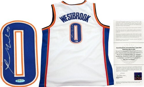 Russell Westbrook Autographed/Hand Signed Authentic Oklahoma City Thunder Jersey (Upper Deck)