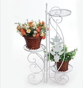 White Folding Indoor Garden Herb Flower Planter Plant 3 Pots Pot Stand