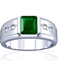 Platinum Emerald Cut Emerald Solitaire Ring