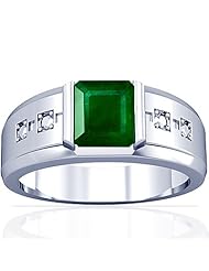 18K White Gold Emerald Cut Emerald Solitaire Ring