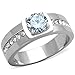 Marimor Jewelry Men's 1.75 Carat Round Cut Cubic Zirconia Silver Stainless Steel Ring Sizes 8-13