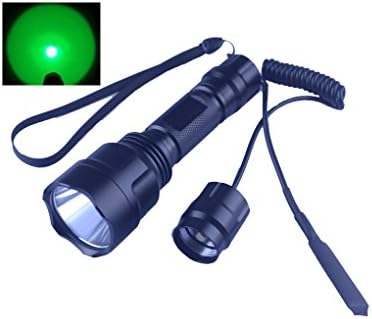SpecialFire® UniqueFire UltraFire C8 CREE Q5 LED Green Light 1 Mode Hunting Waterproof High Quality Torch Flashlight + Pressure Remote Switch + Case