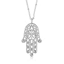 Silver Tone Hamsa Hand of God Charm Necklace