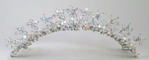 Delicate Comb of Wired Austrian Aurora Borealis Crystal Bead Flowers #837B
