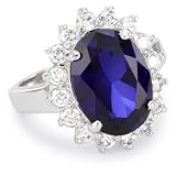 CZ by Kenneth Jay Lane Oval Sapphire Ring, Size 6
