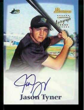 2000 Bowman Jason Tyner Autograph Trading Card! Tampa Bay Devil Rays Baseball Card - Mint Condition - Shipped In Protective ScrewDown Case!