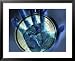 Abstract View of a Blue Hand over a Stop Watch Framed Art Poster Print, 31x25