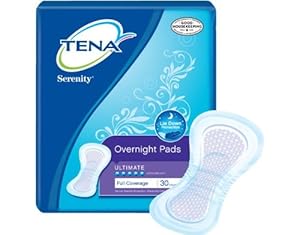 Tena Serenity Overnight Pads, Full Coverage, 30 Count