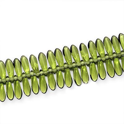 Czech Glass 3mm X 10mm Dagger Beads Olivine (X50)