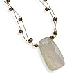 16"+2" Extension Double Strand Necklace with Rutilated Quartz Pendant