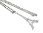 X-Large Eiffel Tower Crystal Covered Charm Necklace X-Long Chain Silver Finish - Comes Gift Boxed!