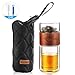 ONEISALL Glass Tea Infuser - 7oz Travel Mug with Strainer, Tea Tumbler Bottle for Loose Leaf Tea, Fruit and Cold Brew Coffee (Wood grain)