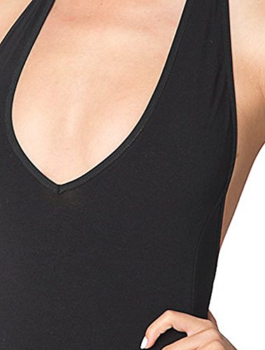 American Apparel Cotton Spandex Jersey Halter One-Piece Leotard, Black, X-Small