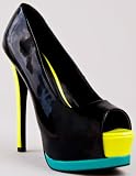 Qupid TATUM-23 Colorblock Platform High Heel Stiletto Pump