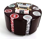 200 14 Gram Las Vegas Poker Chips & Wooden Carousel Set