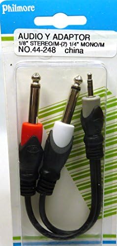 Philmore 3 Inch 3.5mm Male Stereo TRS 1/8" To Dual 6.35mm 1/4" Mono Male Y Cable Adapter