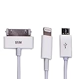 Caxico 30 ピン 8 ピン マイクロ Usb 3 で 1 ラウンド形状の充電ケーブル データ ケーブル 20 cm