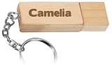 Engraved Wooden USB Flash Drive 8 GB with chain - Engraved name Camelia