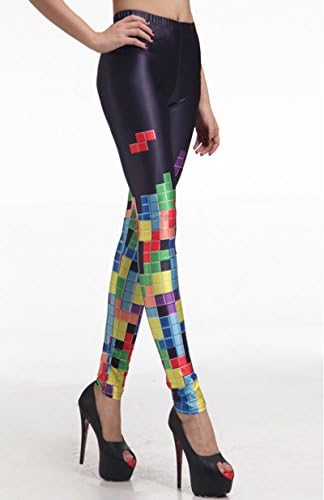 Lanliu Women's Fashion Seamless Printed Leggings (Tetris)