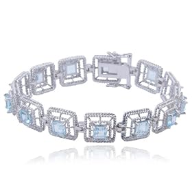 Sterling Silver Blue Topaz Square Bracelet, 7.25 by