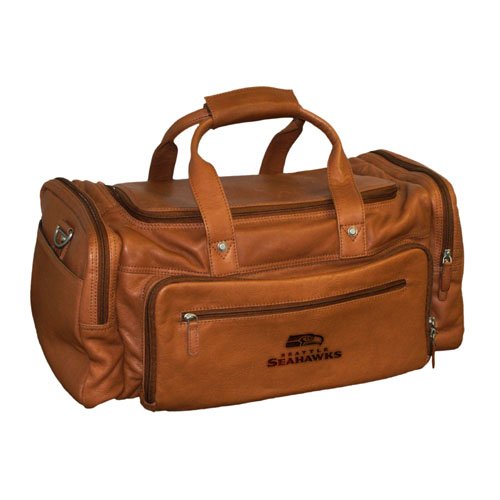 NFL Seattle Seahawks Saddle Brown Leather Carry-on Bag