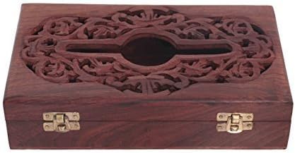 Wooden Boutique Tissue Box Cover Dispenser with Decorative Carving Work,gift for Christmas or Birthday to Your Loved Ones