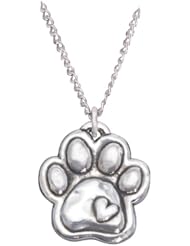 Rockin Doggie Sterling Silver Necklace, Paw with Heart