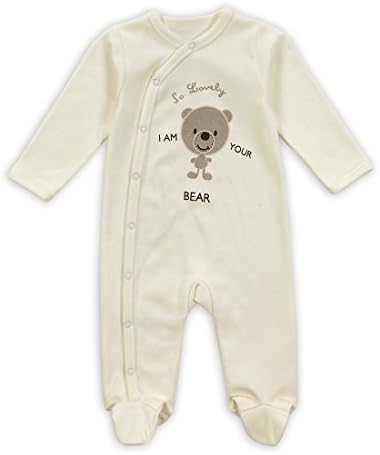 Agogle Unisex Baby Long Sleeve Bodysuit Footies (9-12 Months, I Am Your Bear)