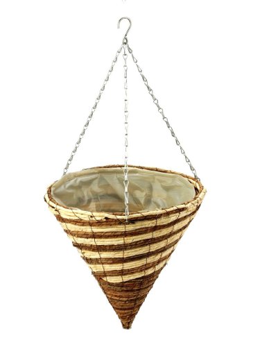 Cache-Pot Cône Suspendu Apollo en Raphia Rayé - 35cm