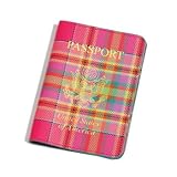 Azalea Pink Baekgaard Tartan Brights genuine leather embossed passport holderr