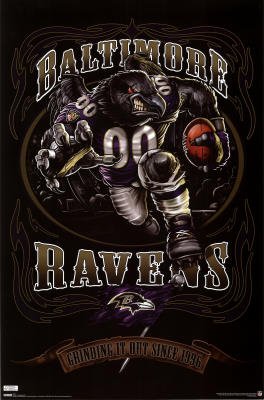 (22x34) Baltimore Ravens (Mascot, Grinding It Out Since 1996) Sports Poster Print
