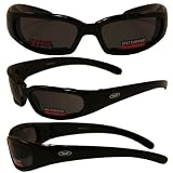 Chicago Foam Padded Smoked Lens Sunglasses - Motorcycle/ATV/Sports Eyewear Matte Black Frame With Shatterproof Polycarbonate Lenses