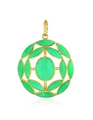 71*54mm 18kt Yellow Gold Diamond Pave Gemstone Pendant Jewelry
