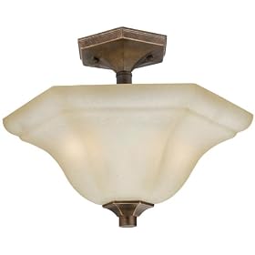 World Imports Lighting 4372-96 Hallsburg 2-Light Semi-flush Fixture with Glass, Tumbled... by World Imports