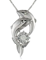 Sterling Silver Diamond Dolphin Pendant Necklace (1/10 cttw, H-I Color, I1-I2 Clarity), 18"