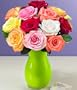 Flowers - Dozen Assorted Roses with Vase