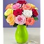 Flowers - Dozen Assorted Roses with Vase