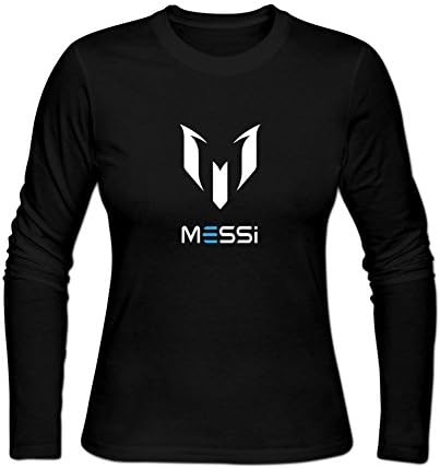 RUGOU Women's Lionel Messi FC Barcelona Air Messi Long T-shirts Casual Cotton Tee XL Black