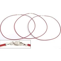 Leather Cord Necklaces Red 16" 3Pcs