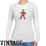 NCAA Iona College Gaels Ladies White Distressed Logo Vintage Long Sleeve Slim Fit T-shirt