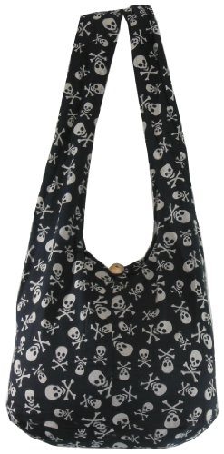 Cotton Printed Skull Crossbody Shoulder Hippie Boho Hobo Messenger Bag Goth Punk PurseB00BSEYNYG